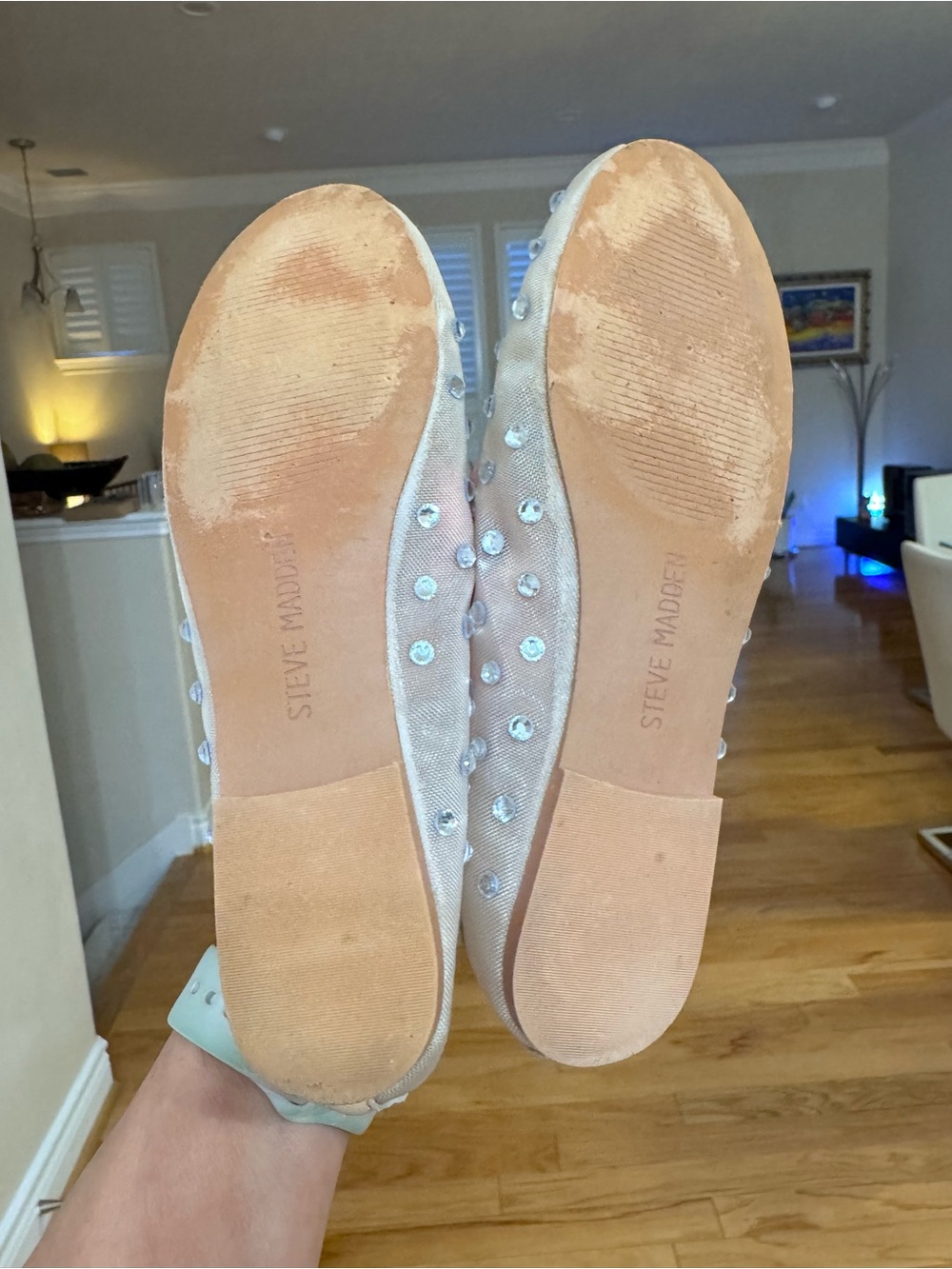 Steve Madden Viv Natural Rhinestone Flats Size 6 - Picture 8 of 8